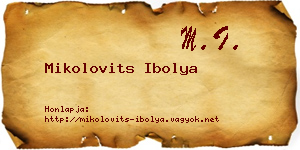 Mikolovits Ibolya névjegykártya